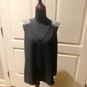🆕 Charming Charlie Black V-Neck Sequin Top